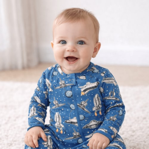 Deep In Orbit Zipper Footie