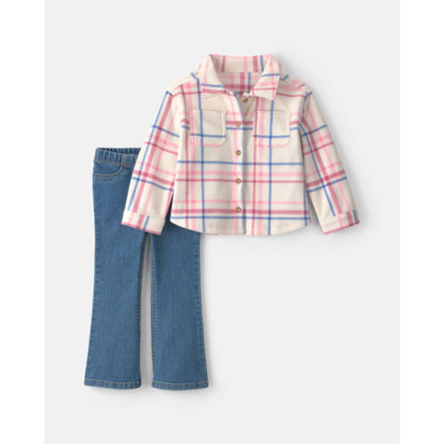 Baby Girl 2-Piece Plaid Fleece Long-Sleeve Top & Pant Set | Carter's
