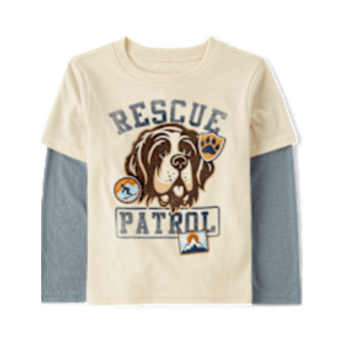 Baby And Toddler Boys Long Sleeve Puff Print Graphic Layered Top - CREAM | The Children's Place