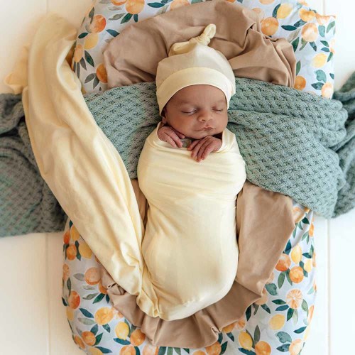 Lemon Sorbet Organic Jersey Wrap & Beanie Set