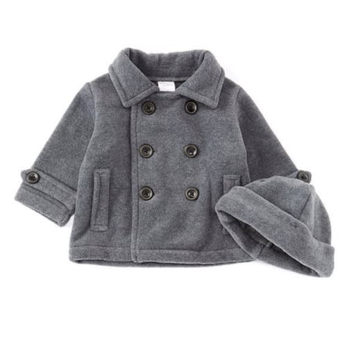 Baby Double Breasted Peacoat with Hat