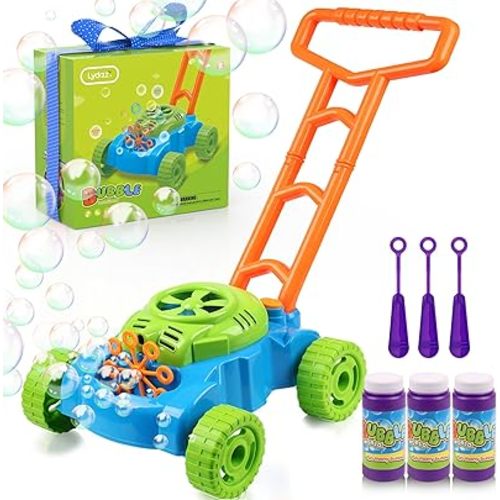 Lydaz Bubble Lawn Mower for Toddlers 1-3, Kids Bubble Machine for 1-Year-Old Boys Toy Gifts, Gardening Easter Basket Stuffers Birthday Toys, Push Summer Outdoor Toys for Preschool Baby Boys Age 1 2 3