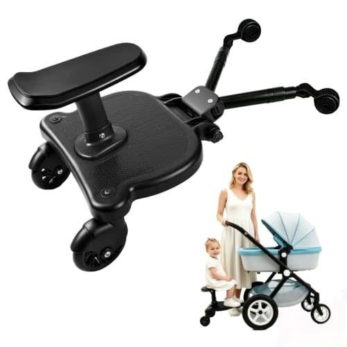 2026 New-Universal Stroller Board with Detachable Seat, 2-in-1 Sit and Stand Stroller Glider Board,360° Shock-Absorbing Swivel Wheels, 55 lbs Capacity, Fits 99% Strollers, 5-Year Warranty