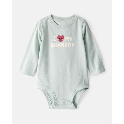 6M Baby Girl Cotton Long-Sleeve Graphic Bodysuit - Blue | Carter's