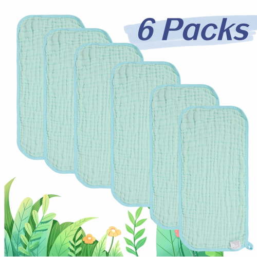6 Pack Muslin Burp Cloths Baby Burp Clothes - Burp Rags for Boy Girls Muslin Bibs 6 Layers Large 20''x10'' 100% Cotton Hand Washcloths Soft Absorbent