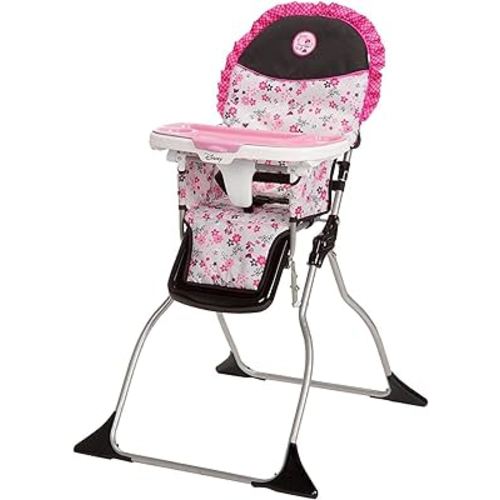 Disney Baby Minnie Mouse Foldable Highchair for Baby, Simple Fold High Chair with 3-Position Tray, Garden Delight