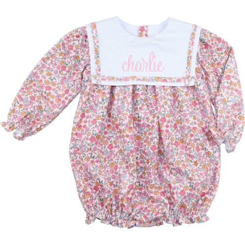 Pink Floral Corduroy Square Collar Bubble – Cecil & Lou