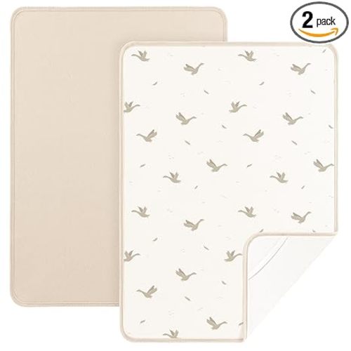 Portable Changing Pad for Baby, Absorbent and Soft Diaper Changing Pad Portable 2 Pack Changing Mat Travel 35 * 29.5 inch, Newborn Shower Gifts - Apricot&Goose