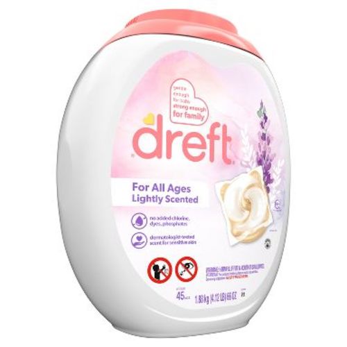 Dreft Lightly Scented HE Compatible Laundry Detergent Soap Pacs - 45ct