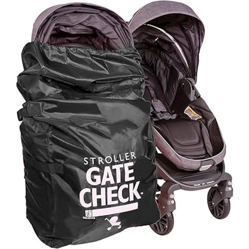 J.L. Childress Gate Check Bag for Single & Some Double Strollers - Travel Bag for Airplane, Fits Most Standard Baby Strollers, Airport Accessories Gate Check, Flying Essentials - Black