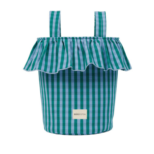 minicoton Basket Vichy - Green + Sky Blue