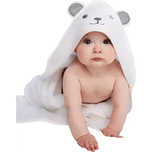 HIPHOP PANDA Hooded Towel - Rayon Made from Bamboo, Bath Towel with Bear Ears for Newborn, Babie, Toddler, Infant - Absorbent Large Baby Towel - Bear, 30 x 30 Inch