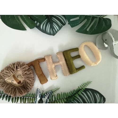 Safari name garland, safari wall decor, jungle nursery decor, safari garland, kids bedroom decor, baby shower gift, safari theme nursery.