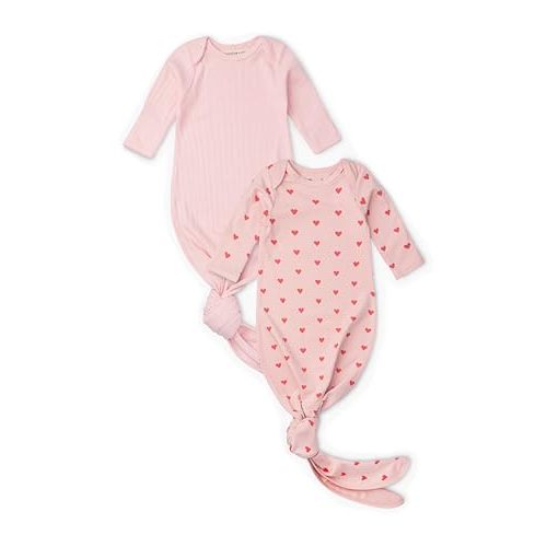 MONICA + ANDY Knot It Baby 2-pack Tie Gown, 100% Organic Baby Clothes for Boys & Girls, Sizes For Preemie, Newborn & Infant