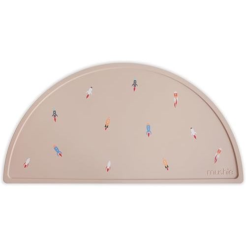 Mushie Silicone Placemat for Kids | BPA-Free Non-Slip Design (Rocket Ship)