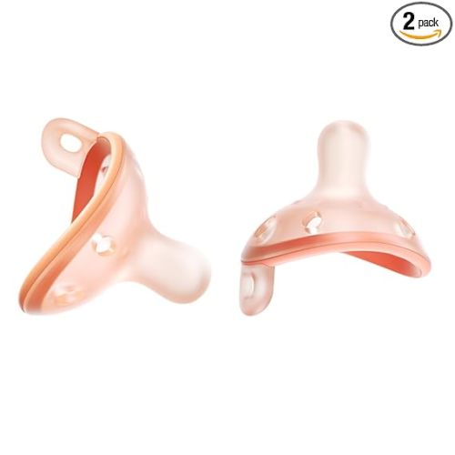 Garkoko Baby Pacifiers 0-6 Months Breast Like Shape Pacifiers BPA-Free One-Piece Silicone Newborn Pacifier for Breastfed Babies, 2pcs for Best Value