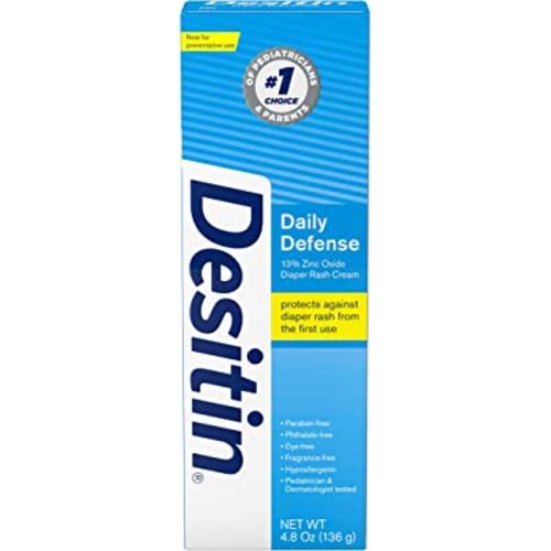 Desitin Daily Defense Baby Diaper Rash Cream with Zinc Oxide to Treat, Relieve & Prevent diaper rash, Hypoallergenic, Dye-, Phthalate- & Paraben-Free, 4.8 oz