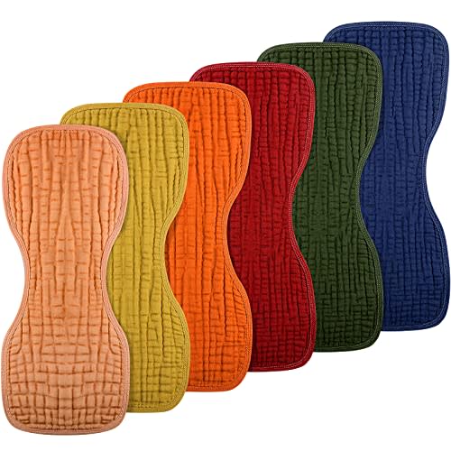 Frienda 6 Pieces Baby Muslin Burp Cloths Large 9 x 20 Inch 6 Layer Burp Cloth Multi Colors Muslin Washcloths Diapers Newborn Face Towels for Baby Boy Girl Unisex(Multicolor)