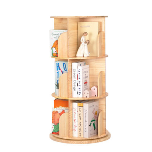 Redwood Rover Solid Wood Textured Rotating Bookshelf, Sturdy Structure And Large Capacity Bookcase | Wayfair