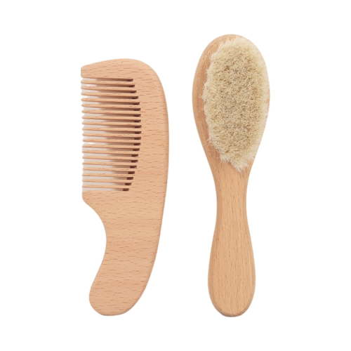 Baby Goat Hair Brush and Comb Set for Newborns Baby Hair Comb for Cradle Caps