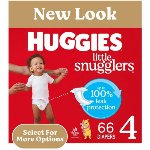 Huggies Little Snugglers Hypoallergenic Baby Diapers, Size 4, 66 Ct with GentleAbsorb Liner