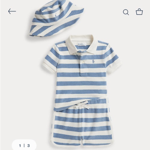 Striped Terry Polo Shirt, Short & Hat