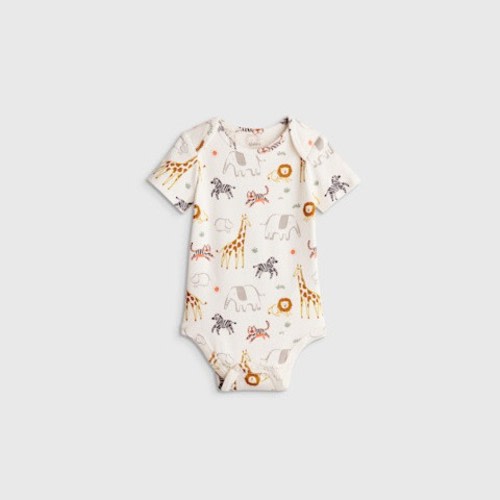 Quince 100% Organic Cotton Short Sleeve Bodysuit - Safari
