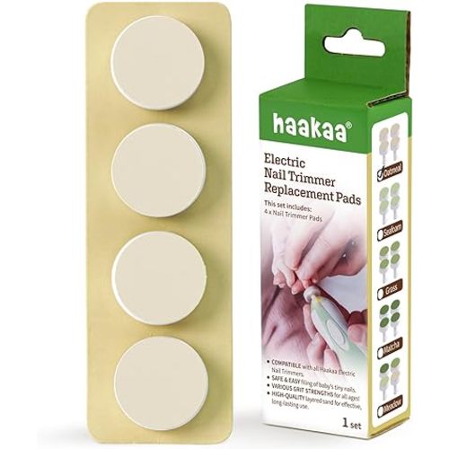 haakaa Electric Nail Trimmer Replacement Pads Baby Nail Trimmer Heads Compatible with All haakaa Nail Trimmers, Suitable for 0-3 Months, Oatmeal