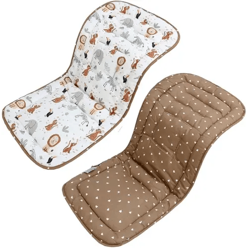 Baby Stroller Cushion 100% Cotton Carriage Cushion Universal Breathable Stroller Mat for Strollers (Animals)