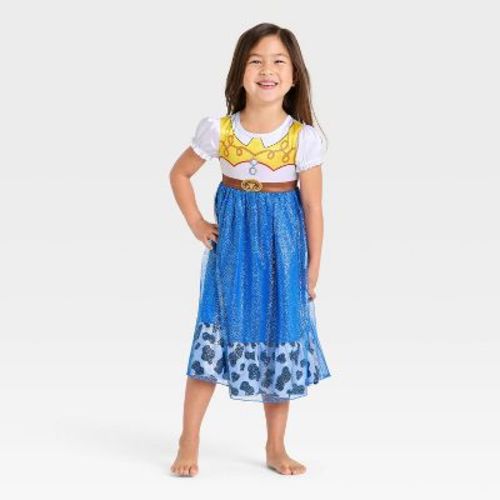 Toddler Girls' Toy Story Jessie Fantasy Short Sleeve Nightgown - Blue/White/Yellow 4T