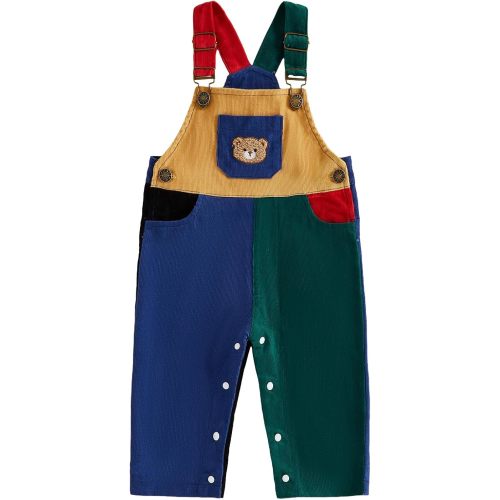 Toddler Baby Girl Boy Overalls Contrast Color Suspender Pants
