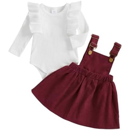 Newborn Baby Girl Clothes Fall Dress Ruffle Sleeve Romper Infant Overall Suspender Skirt Cute Girl Outfit