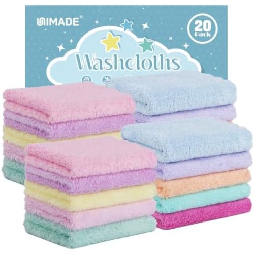 UNIMADE Baby Washcloths, Super Soft Microfiber Coral Fleece Wash Cloths