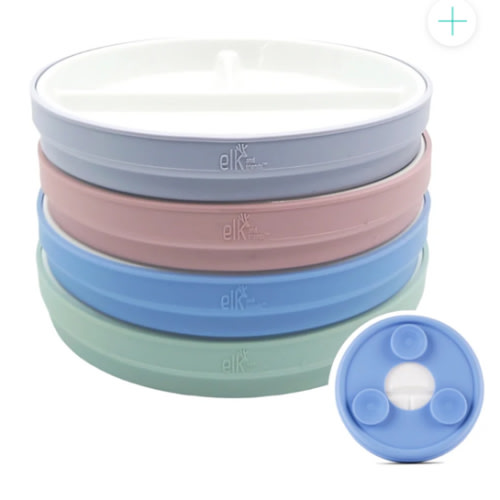 6.7"/16cm Porcelain White Divided Plates with Silicone Suction Sleeves