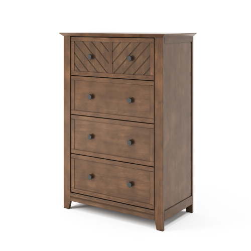 Child Craft Atwood 42" Interlocking 4-Drawer Chest for Nursery or Bedroom, Chevron Design, Anti-Tip Kit, Cocoa Bean Brown