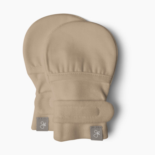 Goumi Kids Organic Stay-On Baby Mitts - Sandstone, 0-3 Months