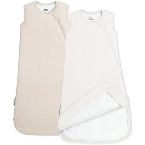 EARTH PENGUIN Soft Bamboo Viscose Baby Sleep Sack, 1.0 TOG Baby Sleeping Bag 2 Pack, Cozy Baby Wearable Blanket 2-Way Zipper