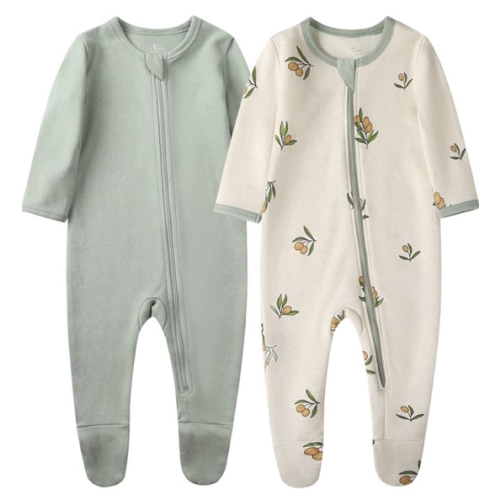 O2 BABY Baby Boys Girls Organic Cotton Zip-Front Sleeper Pajamas, Footed Sleep 'n Play