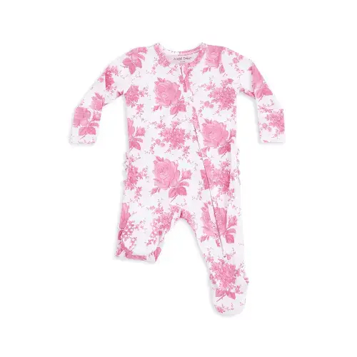 Girls' Roses 2 Way Zipper Ruffled Back Footie - Baby