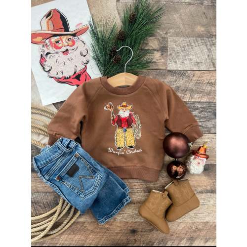 Wranglin' Christmas Santa Infant Sweatshirt (Brown) – theFRINGEDpineapple