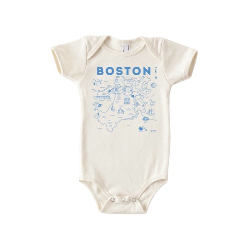 Boston Baby One-Piece – City Map, Organic Cotton, USA Made – Tadpole