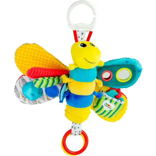 Lamaze Clip On Car Seat and Stroller Toy - Freddie the Firefly - Includes Lady Bug Teether - High Contrast Sensory Crinkle Toys for Babies - Infant Travel Toys - Ages 0 Months and Up