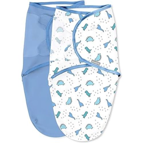 SwaddleMe by Ingenuity Original Swaddle, Size Small/Medium, 0-3 Months, 2-Pack - Dino Tracks