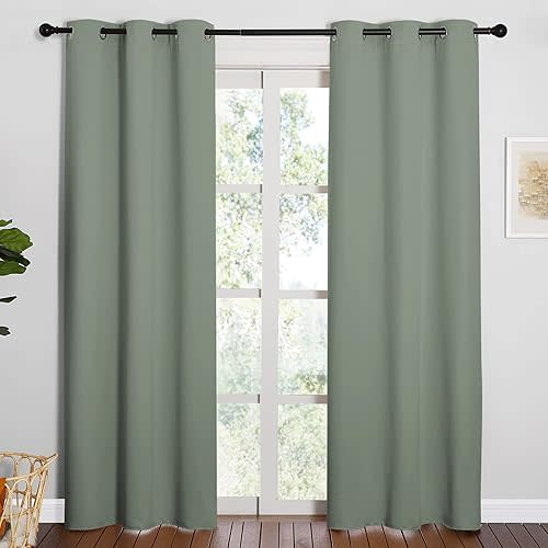 NICETOWN Sage Green Blackout Curtains for Office 42" w x 84" L 2 Panels