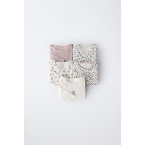 FIVE-PACK OF FLORAL BODYSUITS - Pink | ZARA United States