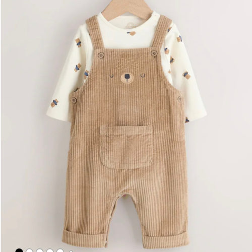 Buy Tan Brown Bear Cord Dungarees and Bodysuit Baby Set (0mths-3yrs) from Next USA