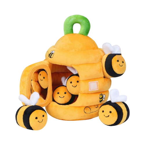 Soft Sensory Toy Set, Plush Beehive with 6 Sensory Bees, Toys for 6-12 Months, Montessori Inspired Activity Toys, Fine Motor Skills Learning, Easter Gift A