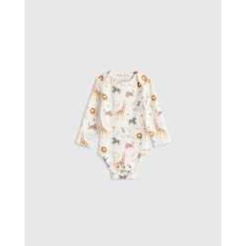 100% Organic Cotton Long Sleeve Bodysuit - Baby in Safari