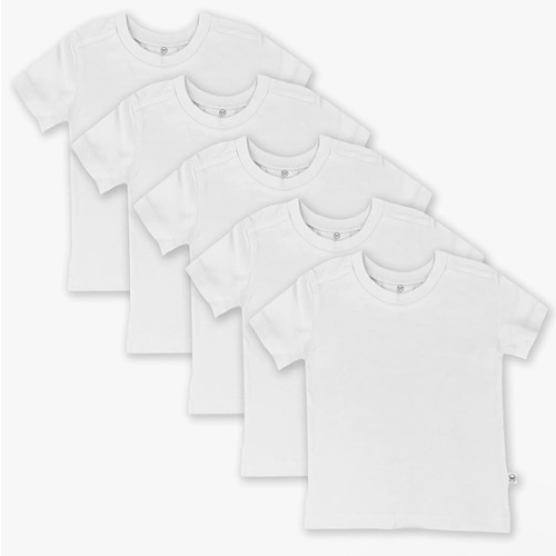 HonestBaby Unisex-Baby 5-Pack Short Sleeve T-Shirts 100% Organic Cotton Baby, Toddler, Little Kid, Boy, Girl, Unisex