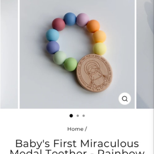 Baby's First Miraculous Medal Teether - Rainbow of Hope